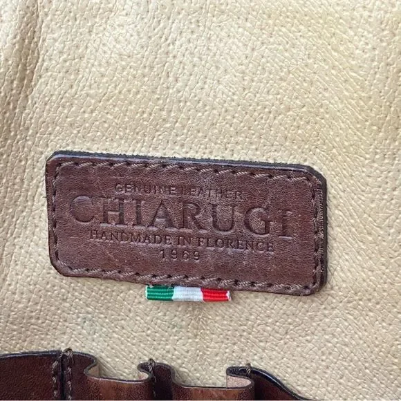 Chiarugi Vintage Messenger Bag Brown Leather Crossbody Made In Italy